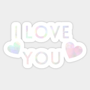 Iridescent I love you with hearts Sticker